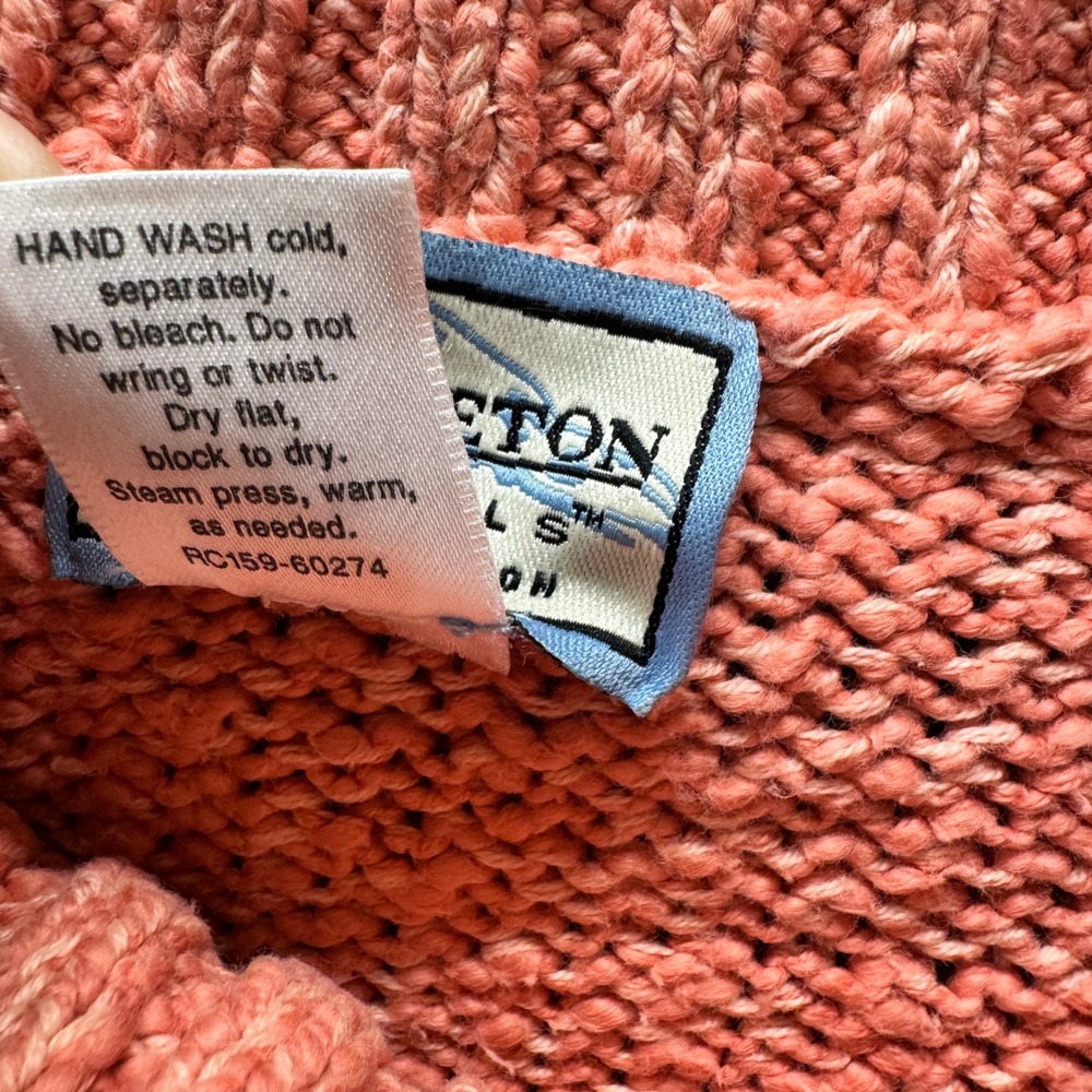 Pendleton Sweater Womens Medium Chunky Cowl Neck Pink Cotton Knit Vintage - Picture 4 of 6
